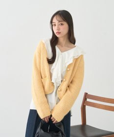 earth music&ecology 【WEB限定】ゴールド釦ショートニットカーディガン