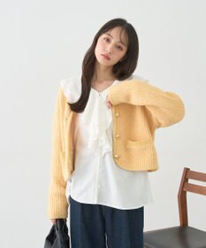 earth music&ecology 【WEB限定】ゴールド釦ショートニットカーディガン