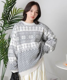 WEGO ベロアモール総柄プルオーバー