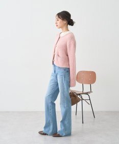 earth music&ecology 【WEB限定】ゴールド釦ショートニットカーディガン