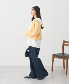 earth music&ecology 【WEB限定】ゴールド釦ショートニットカーディガン