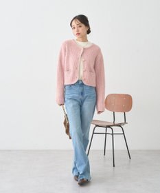 earth music&ecology 【WEB限定】ゴールド釦ショートニットカーディガン