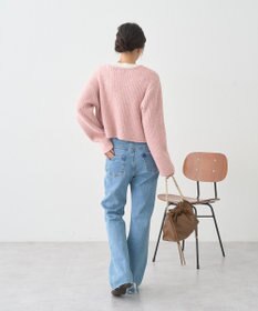 earth music&ecology 【WEB限定】ゴールド釦ショートニットカーディガン