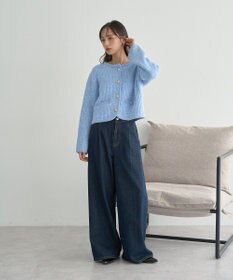 earth music&ecology 【WEB限定】ゴールド釦ショートニットカーディガン