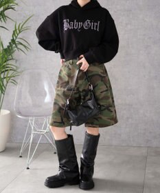 WEGO ラインストーンショートプルパーカー