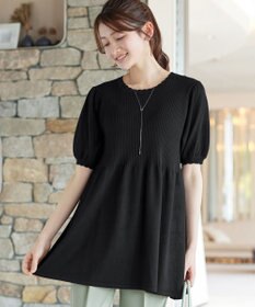 Tiaclasse リブ切替スカラップニットチュニック