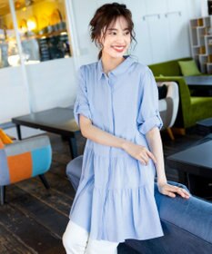 Tiaclasse L 【洗える】1枚で大人華やぐ2段ティアードシャツチュニック