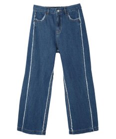 Green Parks ・Ｄｏｕｂｌｅ　Ｆｌａｇｓフリンジラインストレートデニム