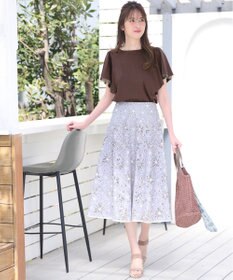 ANY SIS S 【洗える】フラワーレーシーオパール スカート