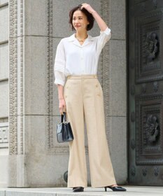 自由区 L 【洗える】ピンタックスリーブ ブラウス