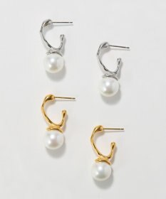 Phoebe 〈金属アレルギー対応〉リップルパールフープピアス　ゴールド/ステンレス/大ぶり/存在感◎/主役級