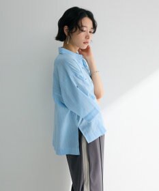 Green Parks 綿麻混５分袖ターンバックシャツ