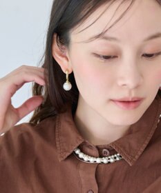 Phoebe 〈金属アレルギー対応〉リップルパールフープピアス　ゴールド/ステンレス/大ぶり/存在感◎/主役級