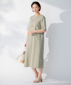 自由区 【洗える】リラックスジャージー クルーネックワンピース