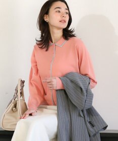 Green Parks ここちニット衿付き配色プルオーバー