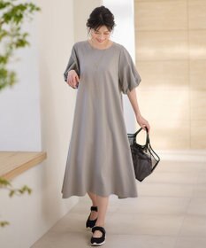 ANY 異素材コンビ ボリュームスリーブワンピース