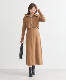 earth music&ecology ＳＥＴ２点ＺＩＰベスト＋ニットワンピース