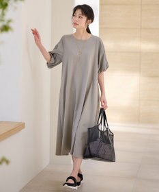 ANY 異素材コンビ ボリュームスリーブワンピース