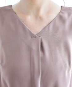 Tiaclasse 【洗える】タックフレアパール付き袖チュニックブラウス