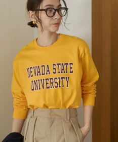 WEGO 【ANGIE VINTAGE】GILDAN カレッジロゴ オーバーサイズ プリント ロンT