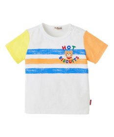 MIKI HOUSE HOT BISCUITS かすれプリント 袖配色 半袖Tシャツ