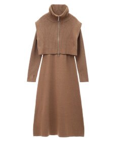 earth music&ecology ＳＥＴ２点ＺＩＰベスト＋ニットワンピース