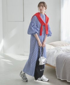 WEGO 【ANGIE VINTAGE】ボリュームスリーブ バンドカラー シャツワンピース