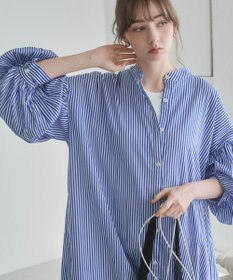 WEGO 【ANGIE VINTAGE】ボリュームスリーブ バンドカラー シャツワンピース