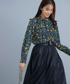 組曲 S カッティングローズプリント フリルブラウス