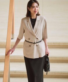 23区 リネンライクグロッシー ハーフスリーブ ダブル ジャケット