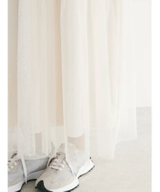 Green Parks ７分袖チュールドッキングロゴワンピース