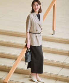 23区 リネンライクグロッシー ハーフスリーブ ダブル ジャケット