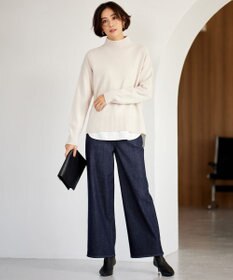 自由区 L 【洗える】ウールカシミヤブレンドハイネック ニット