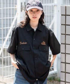 WEGO 【ユニセックス着用ITEM】刺繍ロゴツイルワークシャツ