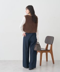 earth music&ecology フェイクファーショートジレ