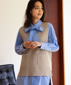 組曲 【洗える・軽量】パールディテールニット ベスト