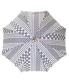槇田商店 Kirie ドットとストライプ アッシュブルー 長傘