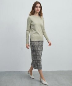 BEIGE， 【WEB限定】WILLOW / ストレッチクルーネックリブニット