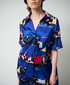 GRACE CONTINENTAL マリンプリントシャツドレス