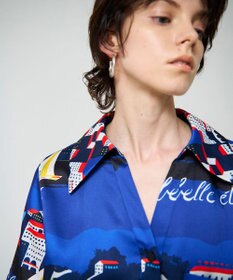 GRACE CONTINENTAL マリンプリントシャツドレス