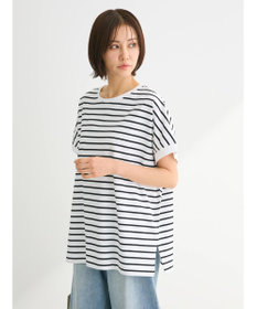 Green Parks インド綿 フレンチスリーブ前後差カットプルオーバー