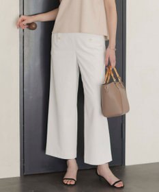 J.PRESS LADIES L 【洗える・接触冷感・UVケア・吸水速乾・防透け】麻シェルドライ ワイドストレート マリン パンツ