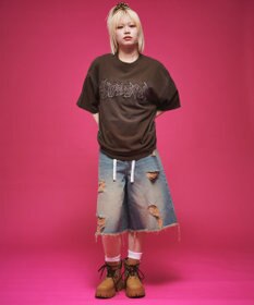 WEGO 【ユニセックス着用ITEM】ダメージアップリケグラフィックT（SS）