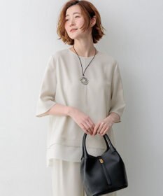 23区 【新色追加】ストレッチジョーゼット シアーコンビ カットソー ベージュ系