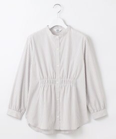 J.PRESS LADIES 【洗える・接触冷感・UVケア】エステネージュストライプ シャーリング  ブラウス