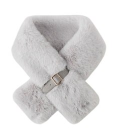 MOONBAT 【大人百花1月号掲載】FURLA フェイクファーマフラー ベルト差し込み ファーティペット ロゴプレート付