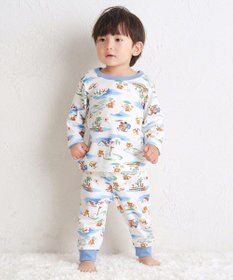 MIKI HOUSE HOT BISCUITS 【80-120cm】 リゾートビーンズ 腹巻き付き タック天竺素材 長袖パジャマ