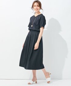 自由区 【接触冷感・速乾・UVカット・撥水・防シワ】リネンライクツイル プルオーバーブラウス