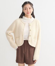 earth music&ecology 【WEB限定】ゴールド釦ショートニットカーディガン