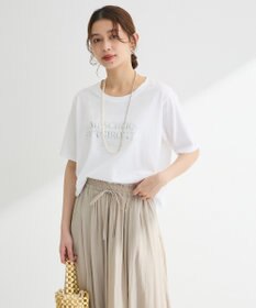 Green Parks 箔プリントフェミニンロゴＴシャツ